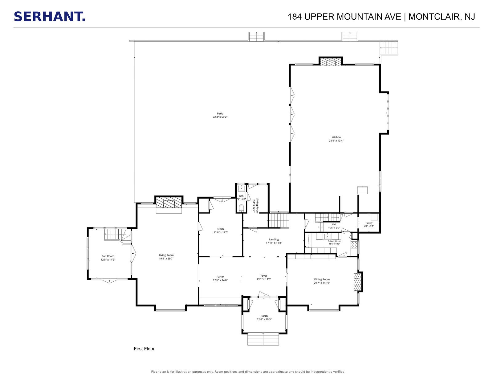 First floor plan of 184 Upper Mountain Avenue, Montclair